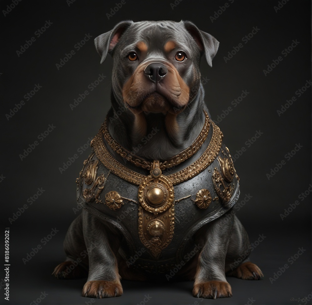 Fototapeta premium Realistic Black Boxer Dog in Paradise Sticker