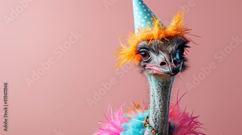 Party Animal Concept with Emu Bird in Fancy Outfit for Advertising Generative AI