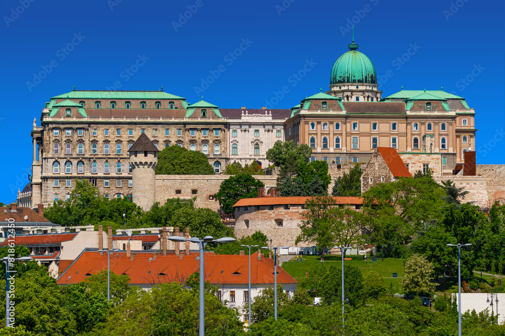 View of the Buda Castle, the historical castle and palace complex in Budapest.