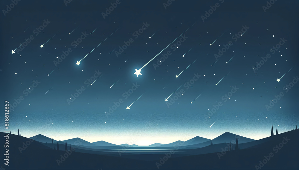 Obraz premium Shooting Stars in Tranquil Night Sky