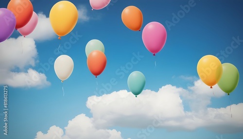 A whimsical background with colorful balloons floa upscaled_12 photo