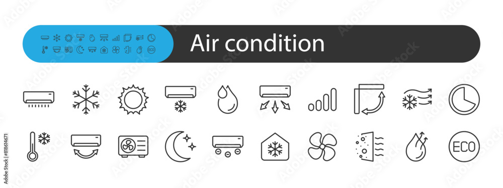 set of air condition icons, cooling, temperature set of air condition icons, cooling, temperature