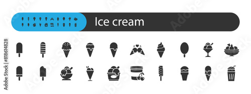 set of ice cream icons, popsicle, summer, gelato