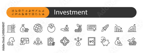 set of investment icons, budget, money management,