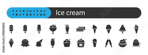 set of ice cream icons, popsicle, summer, gelato