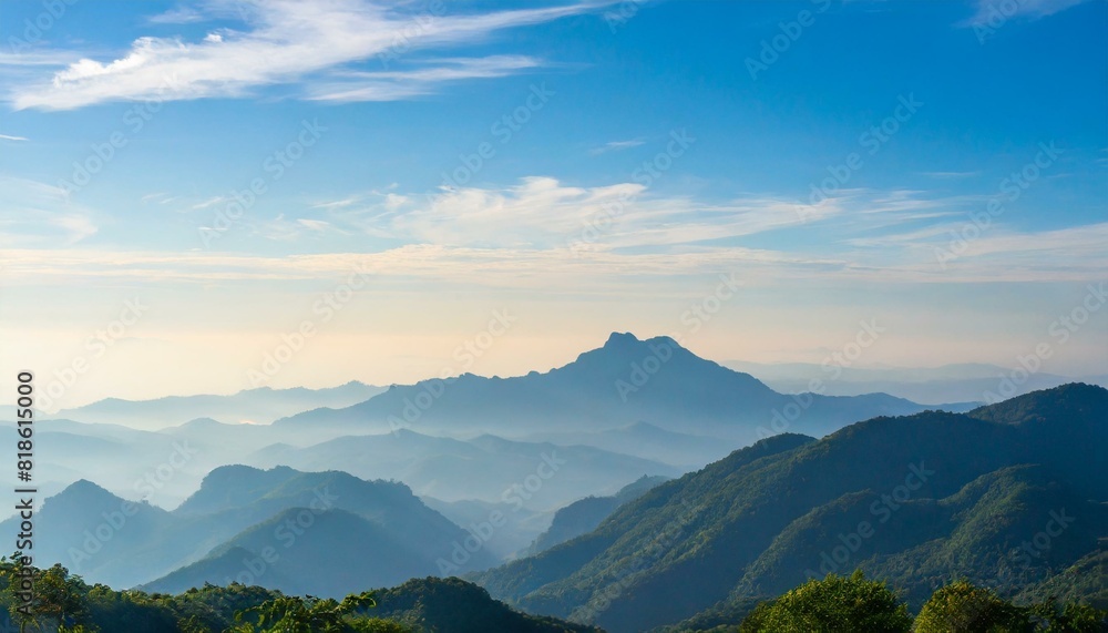 landscape of mountain peak and mountains during morning time with sky cloud background