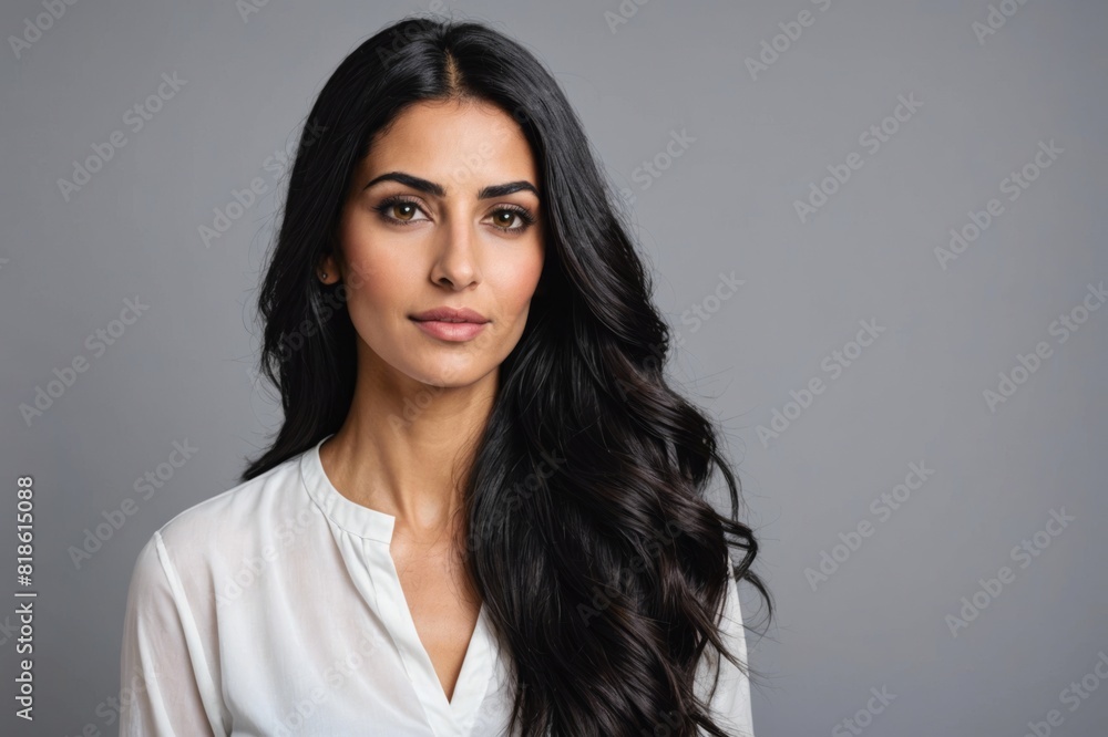 Portrait of Beautiful arab middle-eastern woman with long black hair in studio Portrait of Beautiful arab middle-eastern woman with long black hair in studio