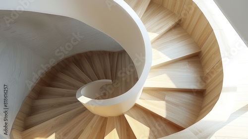 Modern  simple  clean single staircase in the house. Generative AI. Interior