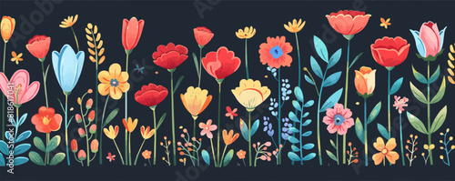 Wallpaper Mural Flowers . vector simple illustration Torontodigital.ca
