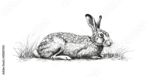 hare Engraving style. Simple pencil drawing vector