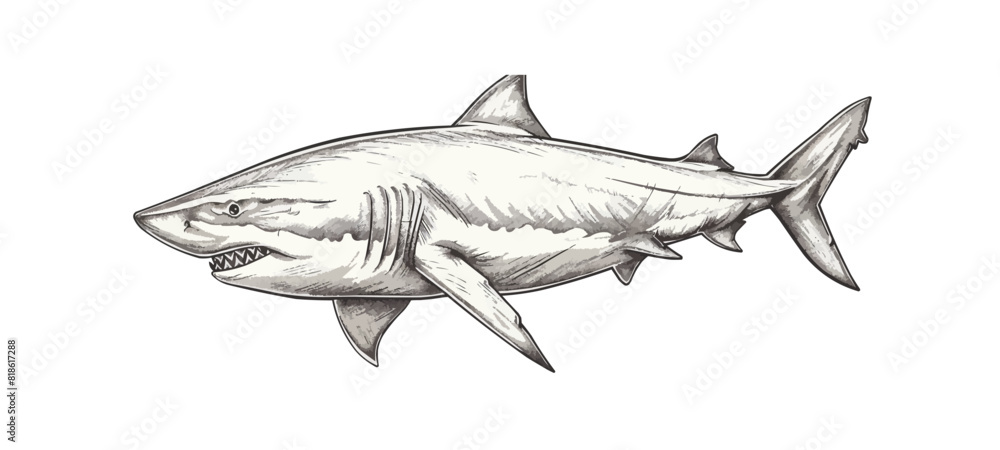 Shark side view sketch hand drawn in doodle style . vector simple illustration