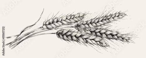 Wheat ears sketch hand drawn engraved style vector