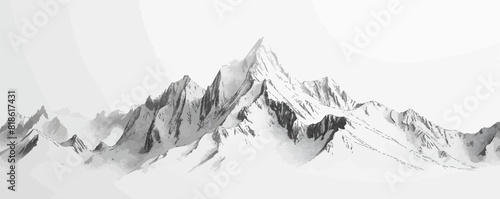 Mountain | Minimalist and Simple Line White background - Vector illustration