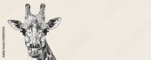 giraffe Engraving style. Simple pencil drawing vector