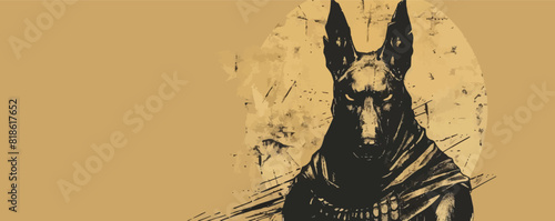 Anubis portrait sketch hand drawn. vector simple