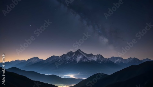 A mountain range outlined against a star filled ni upscaled_2