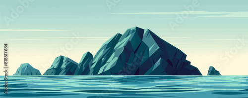 rock island in sea vector flat minimalistic isolated illustration