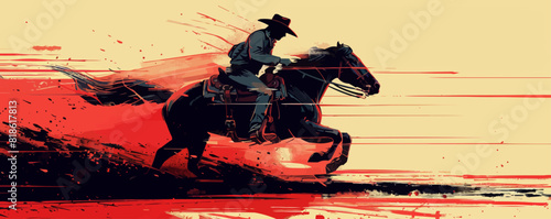 Rider riding. vector simple illustration