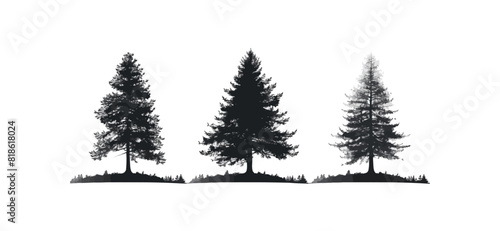 Redwood tree | Minimalist and Simple set of 3 Line White background - Vector illustration