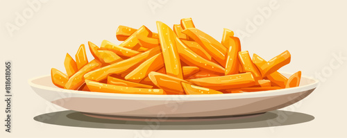 french fries on plate vector flat minimalistic isolated illustration