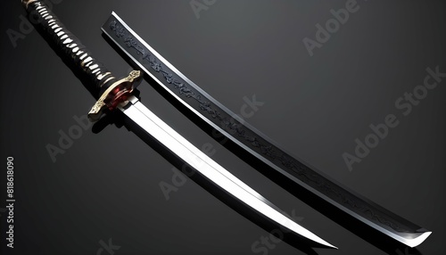 A gleaming katana with a polished blade reflectin