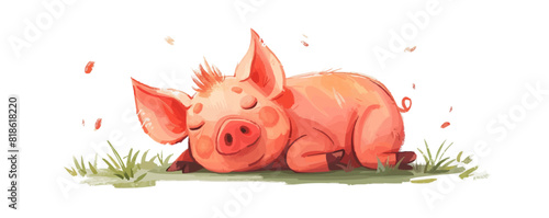 Image of a cheerful pig.Farming livestock. vector simple illustration