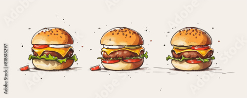 Burger line template. Snack bar vector emblem. vector simple illustration