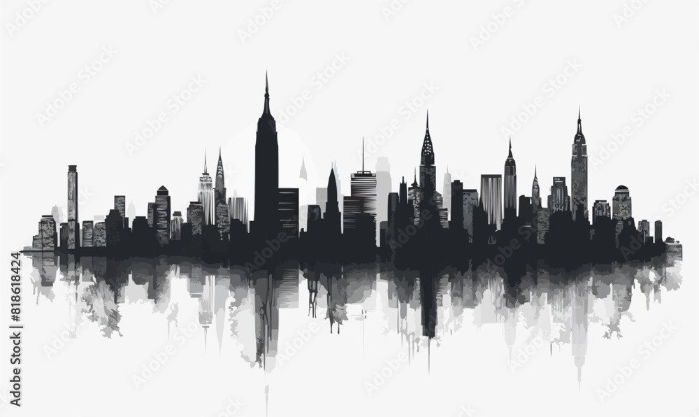 Fototapeta premium City silhouette vector set. Panorama city background. Skyline urban border collection.vector isolated white background