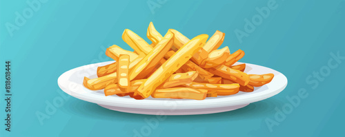 french fries on plate vector flat minimalistic isolated illustration