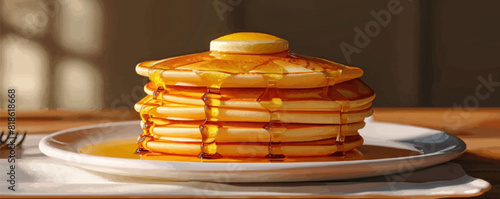 Home cooking pancake stack for Shrovetide holiday,. vector simple illustration