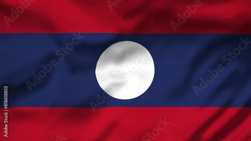 Laos Flag waving in the wind, National Flag background video, High Speed Full HD 4K
