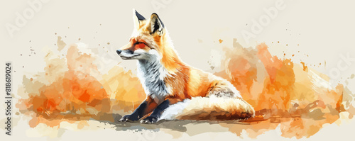 fox in watercolor style. Isolated vector illustration