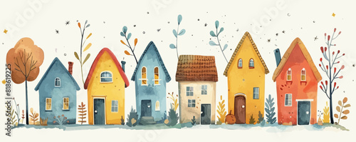 Cute tiny houses. vector simple illustration