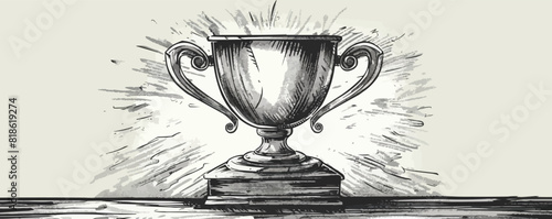 Winning cup prize sketch hand drawn engraving style Vector illustration.