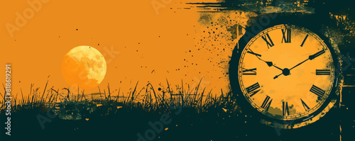 Old clock. vector simple illustration