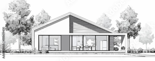 House | Minimalist and Simple Line White background - Vector illustration