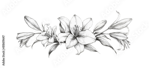 Lily flower sketch hand drawn in doodle style. vector simple illustration