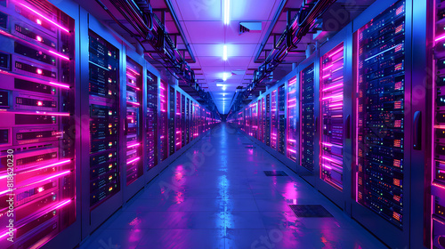 Big data center technology warehouse with servers information digitalization Starts. SAAS  Cloud Computing  Web Service