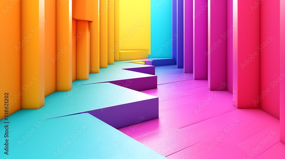 Fototapeta premium Arrows Blocks in a Row Color Background