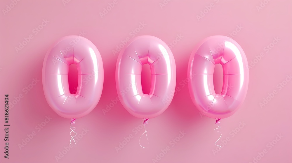 Balloon numbers 0 on pink background Balloon numbers 0 on pink background