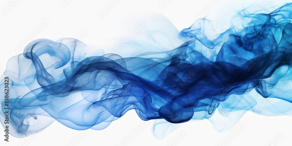 Blue smoke on white background, blue smoke watercolor on white background Blue smoke on white background, blue smoke watercolor on white background