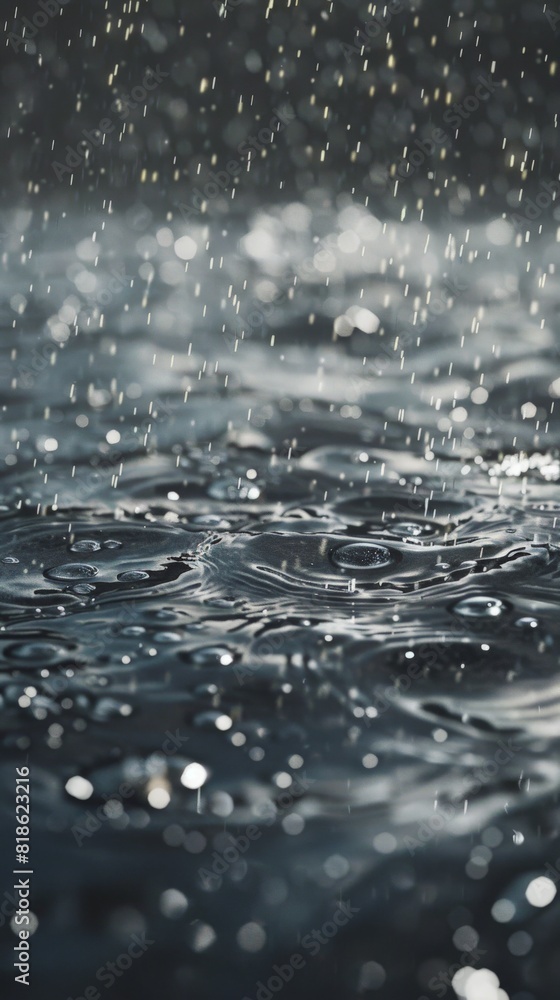 Scene of rain with droplets falling from the sky. Rainy atmosphere concept Scene of rain with droplets falling from the sky. Rainy atmosphere concept