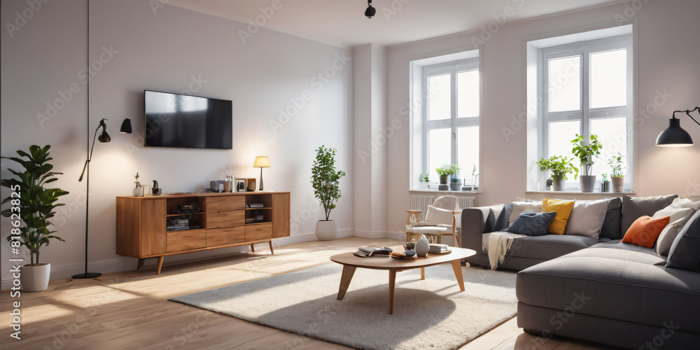 Fototapeta premium Living Room with Couch, Coffee Table.