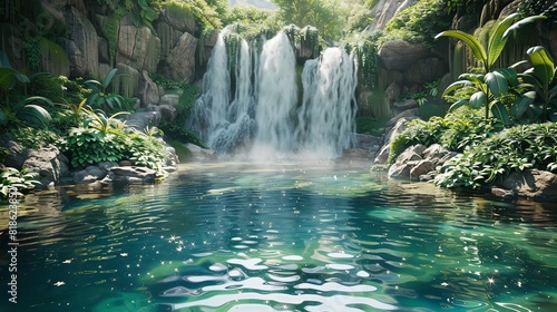 Majestic low-angle shot of an enchanted waterfall