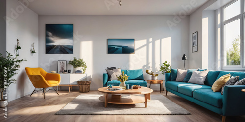 Living Room with Couch, Coffee Table.