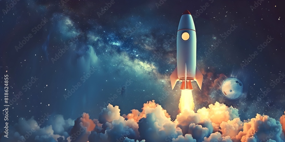 Fototapeta premium Dramatic Rocket Launch Propels Explorers into the Boundless Cosmos