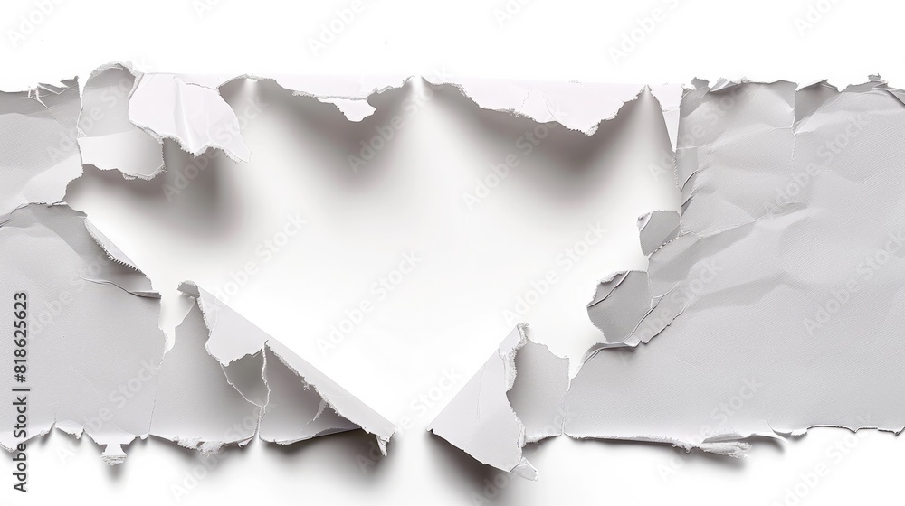 Ripped paper tear isolated on white background Generative AI Ripped paper tear isolated on white background Generative AI