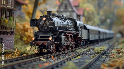 Steam locomotive, renovated Generative AI photo