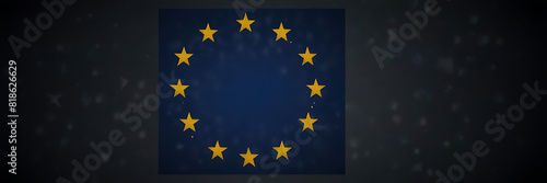 European elections June 9, 2024. EU political elections campaign banner with blue background. EU Elections 2024. EU stars with European flag,