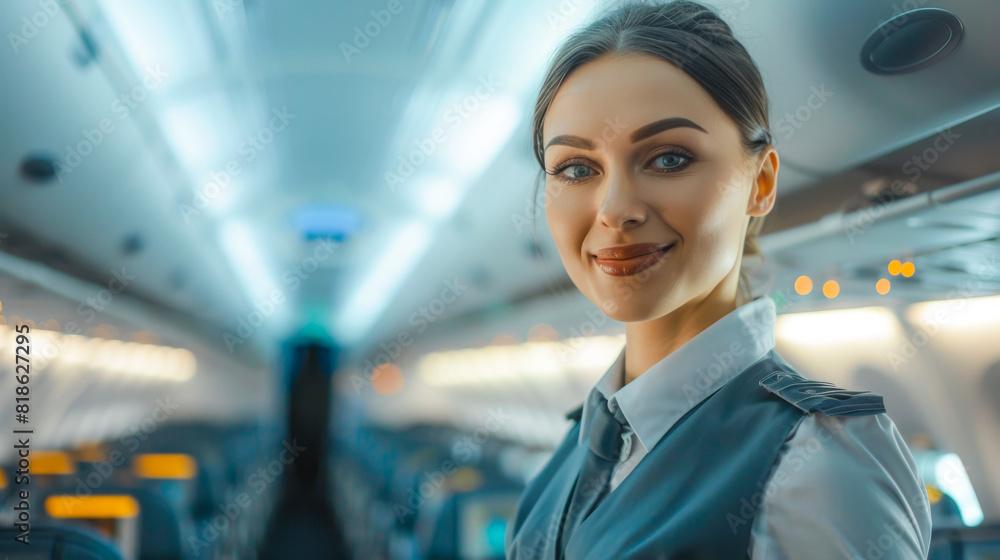 Inviting Flight Attendant in Elegant Attire
Inviting Flight Attendant in Elegant Attire
